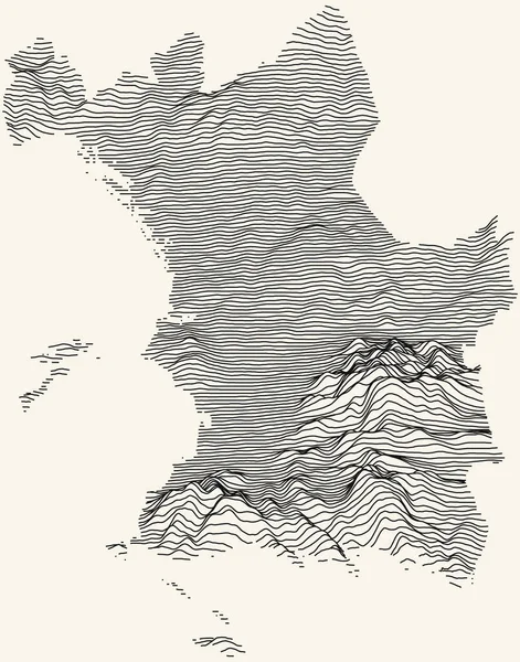 Топографическая Карта Марселя Франция Черными Контурами Бежевом Фоне — стоковый вектор