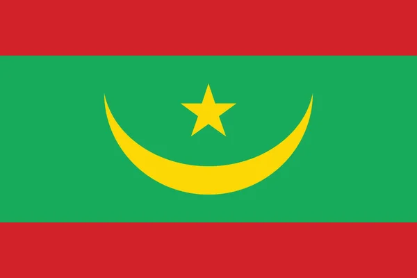 Drapeau Vecteur Officiel Actuel République Islamique Mauritanie — Image vectorielle