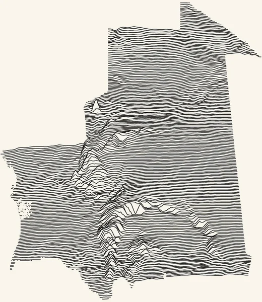 Lichte Topografische Kaart Van Islamitische Republiek Mauritanië Met Zwarte Contourlijnen — Stockvector