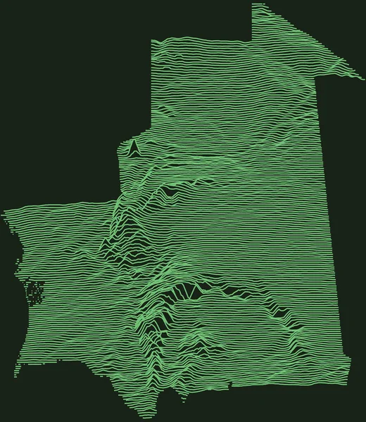Topografische Militärische Radarkarte Der Islamischen Republik Mauretanien Mit Smaragdgrünen Höhenlinien — Stockvektor