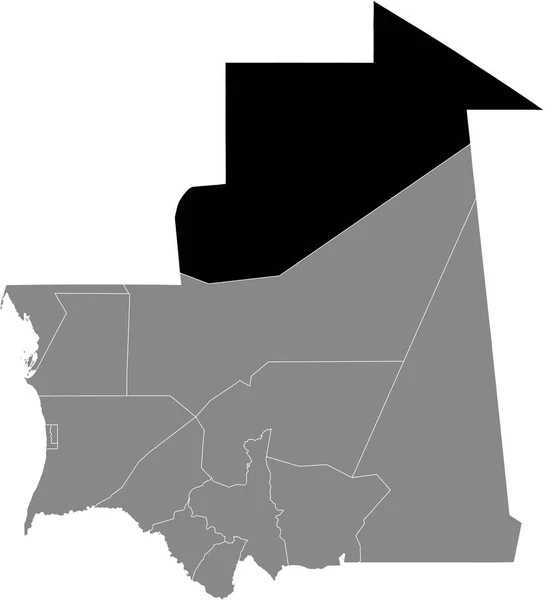 Schwarz Hervorgehobene Positionskarte Der Mauretanischen Region Tiris Zemmour Innerhalb Der — Stockvektor