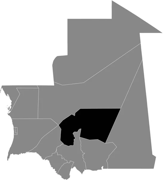 Mapa Ubicación Resaltado Negro Región Tagante Mauritana Dentro Del Mapa — Vector de stock