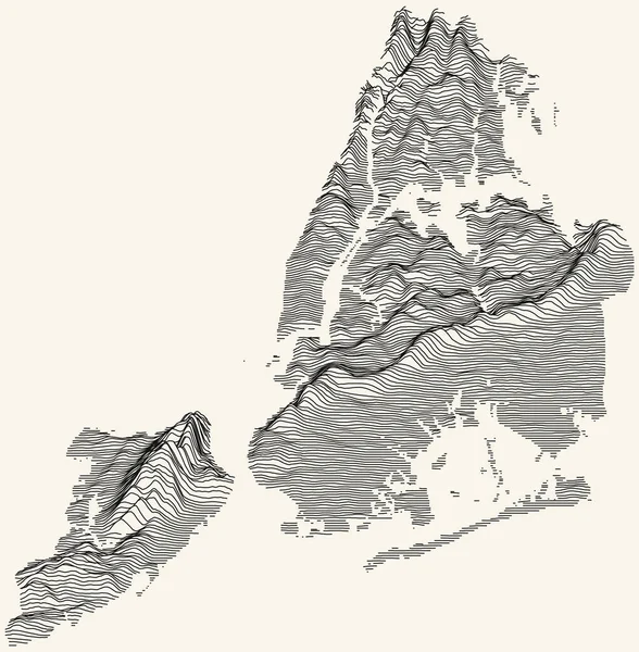 Topografische Karte Von New York City Usa Mit Schwarzen Höhenlinien — Stockvektor