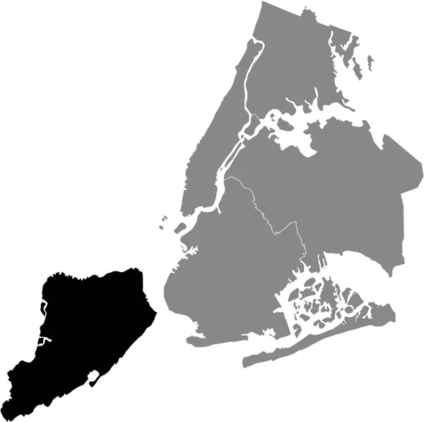 Mapa Ubicación Negro Del Barrio Staten Island Nueva York Estados — Vector de stock