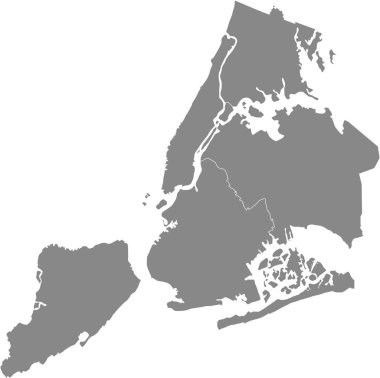 New York 'un beyaz kenarlı basit gri vektör haritası, ABD