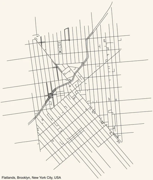 Preto Simples Mapa Detalhado Estradas Rua Fundo Bege Vintage Bairro — Vetor de Stock