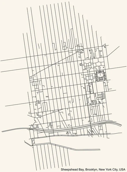 Preto Simples Mapa Detalhado Estradas Rua Fundo Bege Vintage Bairro — Vetor de Stock