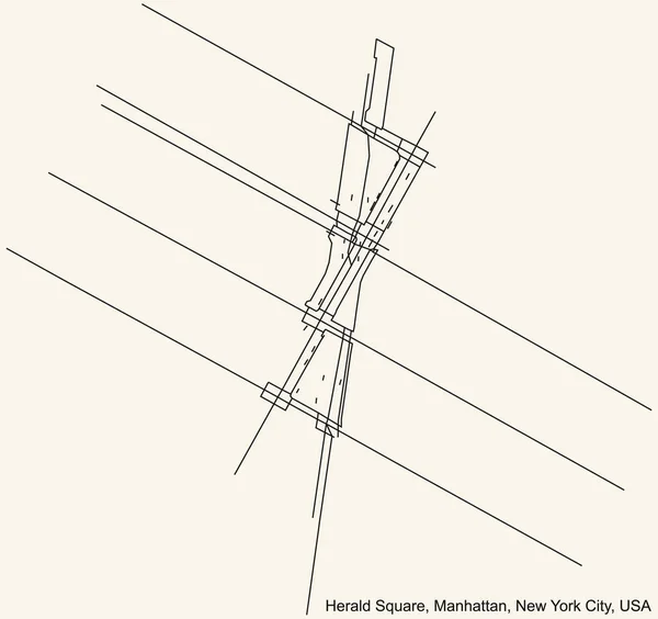 Preto Simples Mapa Detalhado Estradas Rua Fundo Bege Vintage Bairro — Vetor de Stock