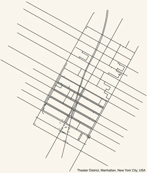 Black Simple Detailed Street Roads Map Vintage Bézs Background Quarter — Stock Vector