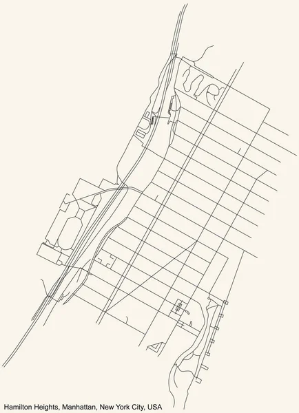 Preto Simples Mapa Detalhado Estradas Rua Fundo Bege Vintage Bairro — Vetor de Stock