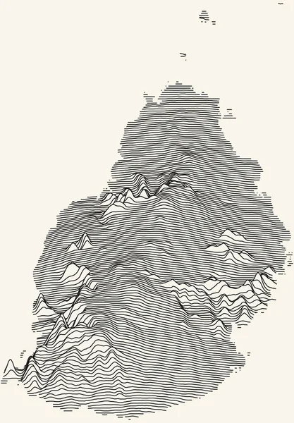 Carte Topographique Claire République Maurice Avec Lignes Contour Noires Sur — Image vectorielle
