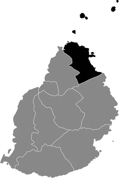 Černá Zvýrazněná Mapa Oblasti Mauricijské Riviéry Rempart Uvnitř Šedé Mapy — Stockový vektor