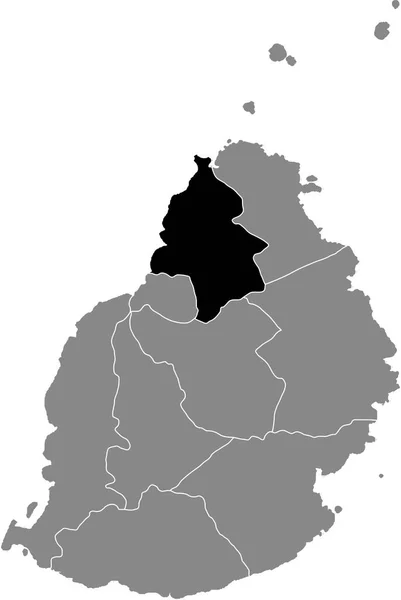 Černá Zvýrazněná Mapa Oblasti Mauricijského Pamplemousses Uvnitř Šedé Mapy Mauricijské — Stockový vektor