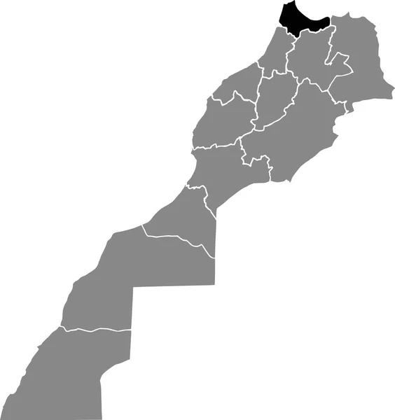 Fas Krallığı Nın Gri Haritasındaki Fas Tanger Ttouan Hocema Bölgesinin — Stok Vektör