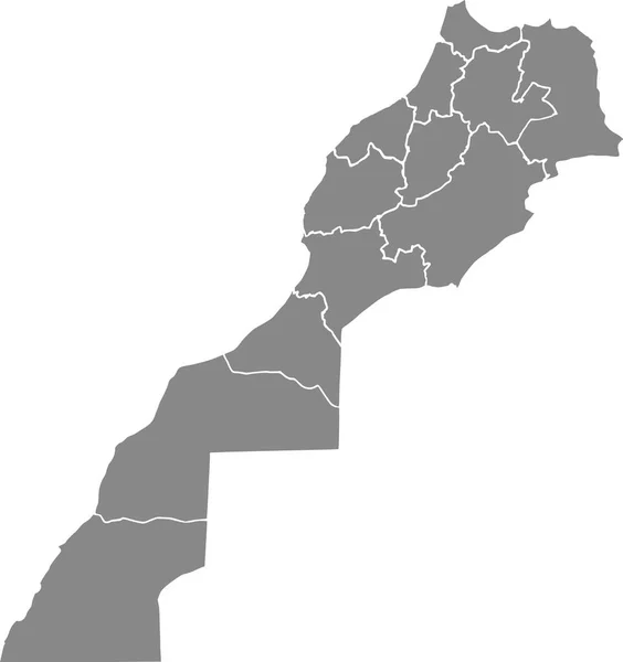 Mapa Vetorial Cinzento Reino Marrocos Com Fronteiras Brancas Das Suas —  Vetores de Stock