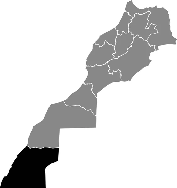 Carte Localisation Évidence Noire Région Marocaine Dakhla Oued Dahab Intérieur — Image vectorielle