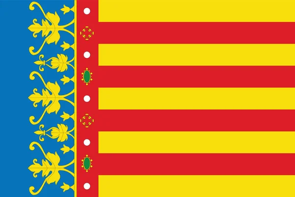 Ilustração Bandeira Vetorial Capital Regional Espanhola Valência Espanha —  Vetores de Stock