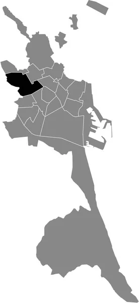 Mapa Ubicación Negro Del Barrio Valenciano Del Campanar Valencia España — Vector de stock
