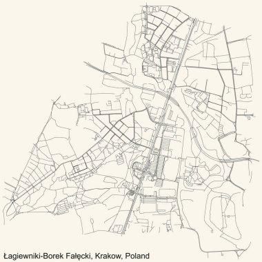 Polonya, Krakow 'un çeyrek Agiewniki-Borek Facki bölgesinin klasik bej arka plan haritası