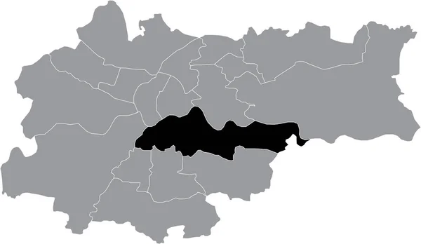 Czarna Mapa Lokalizacji Krakowa Podgra Terenie Stolicy Polski Krakowa — Wektor stockowy