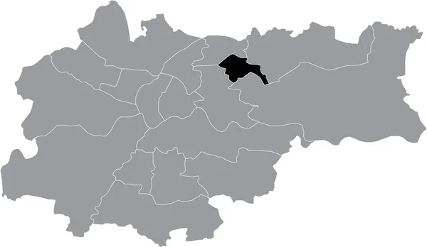 Czarna Mapa Lokalizacji Krakowskiego Bieczyc Terenie Stolicy Polski Krakowa Polska — Wektor stockowy