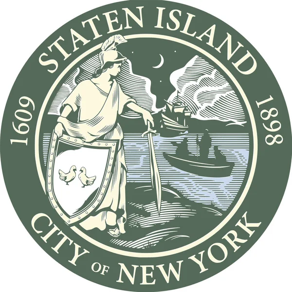 Vector Seal Illustration New Yorker Borough Staten Island — Stock Vector