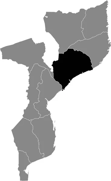 モザンビーク共和国の灰色の地図の中にあるモザンビーク ザンベジア州の黒いハイライトされた場所地図 — ストックベクタ