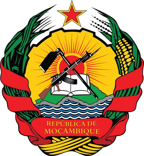 Brasão Vetorial Oficial Atual República Moçambique — Vetor de Stock