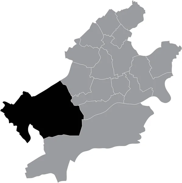 Μαύρη Τοποθεσία Χάρτη Της Περιοχής Frankfurter West Ortsbezirk Μέσα Στη — Διανυσματικό Αρχείο