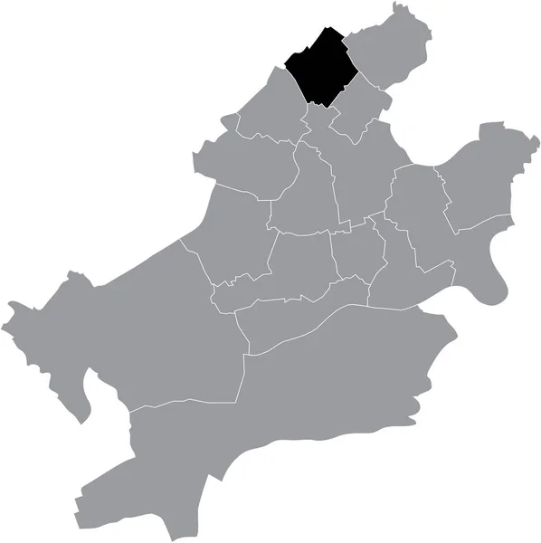 Mapa Ubicación Negro Del Distrito Frankfurter Nieder Eschbach Ortsbezirk Dentro — Vector de stock