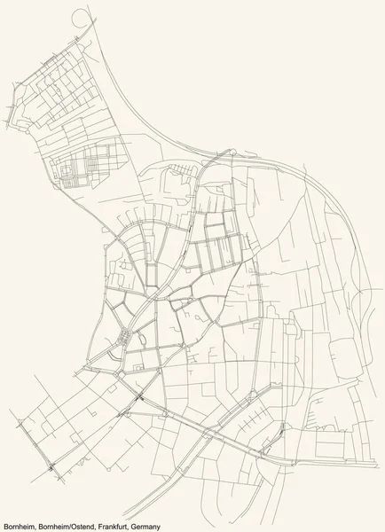 Negro Simple Mapa Carreteras Calle Detallado Fondo Beige Vintage Del — Archivo Imágenes Vectoriales