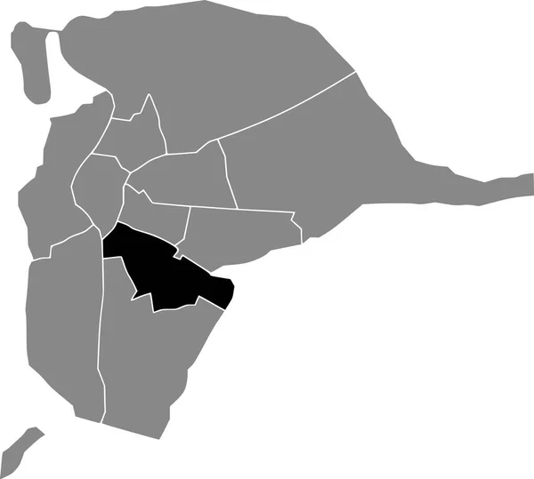 Harta Localizării Negre Districtului Sevillian Distrito Sur Interiorul Capitalei Regionale — Vector de stoc