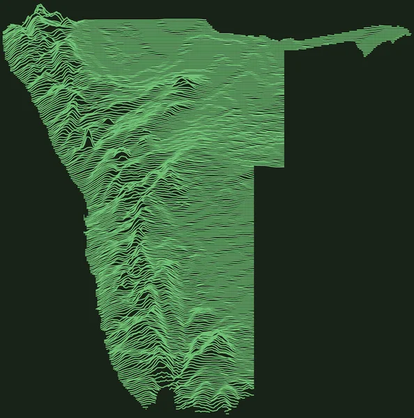 Topografische Militärische Radarkarte Der Republik Namibia Mit Smaragdgrünen Höhenlinien Auf — Stockvektor