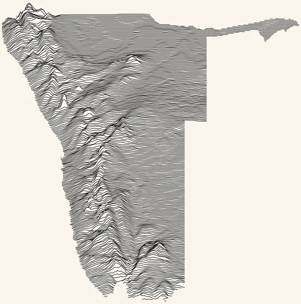 Carte Topographique Claire République Namibie Avec Des Lignes Contour Noires — Image vectorielle