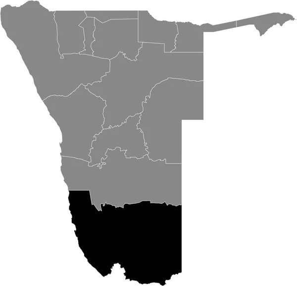 Černá Zvýrazněná Mapa Oblasti Namibian Karas Šedé Mapě Namibijské Republiky — Stockový vektor