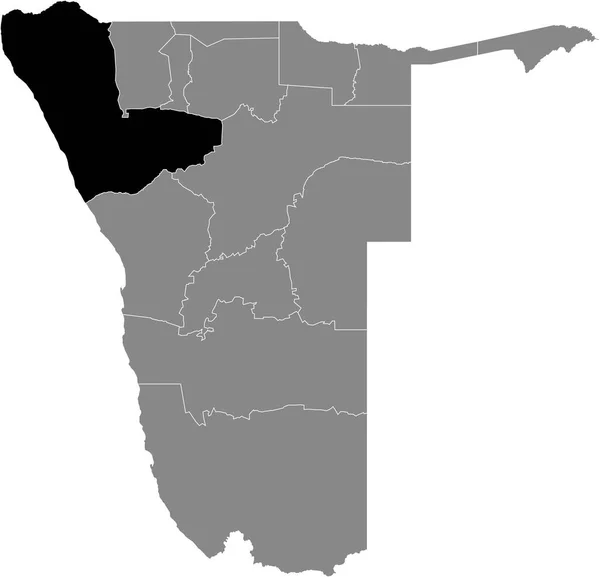 Czarna Mapa Lokalizacji Namibii Kunene Region Wewnątrz Szarej Mapy Namibii — Wektor stockowy