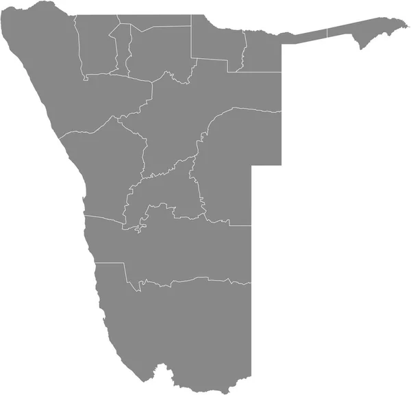 Carte Vectorielle Grise République Namibie Avec Les Frontières Blanches Ses — Image vectorielle