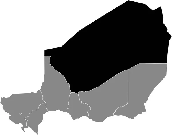 Preto Destaque Mapa Localização Região Nigerien Agadez Dentro Mapa Cinza — Vetor de Stock