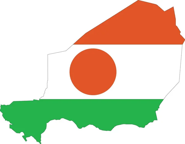 Nijer Cumhuriyeti Nin Basit Düz Bayrak Haritası — Stok Vektör