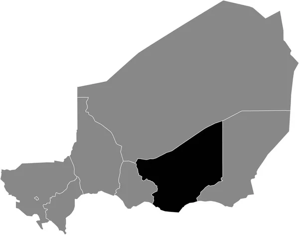 Schwarz Hervorgehobene Lagekarte Der Nigerianischen Zinder Region Innerhalb Der Grauen — Stockvektor