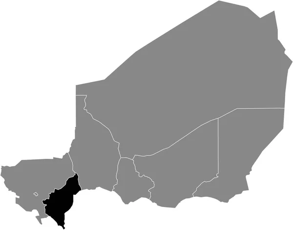 Preto Destaque Mapa Localização Região Nigerien Dosso Dentro Mapa Cinza — Vetor de Stock