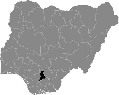 Nijerya Anambra devletinin, gri Nijerya Cumhuriyeti haritasında siyah vurgulanmış konum haritası