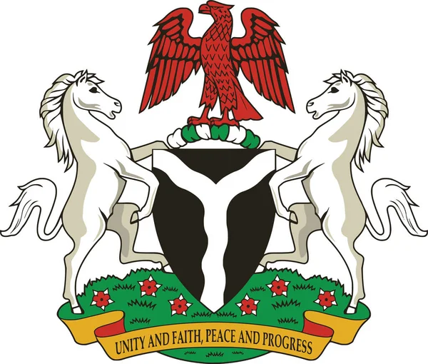 Offizielles Aktuelles Vektorwappen Der Bundesrepublik Nigeria — Stockvektor