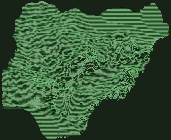 Topographic Military Radar Tactical Map Federal Republic Nigeria Emerald Green — Stock Vector