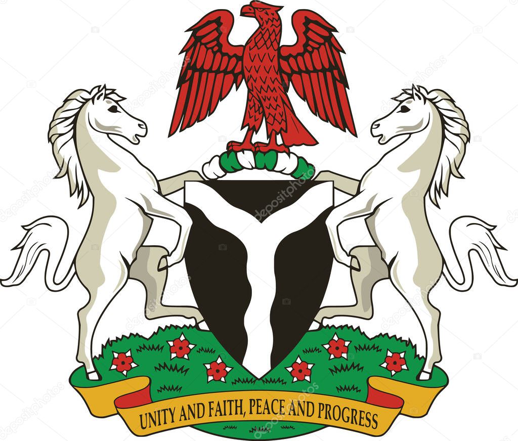 Official current vector coat of arms of the Federal Republic of Nigeria