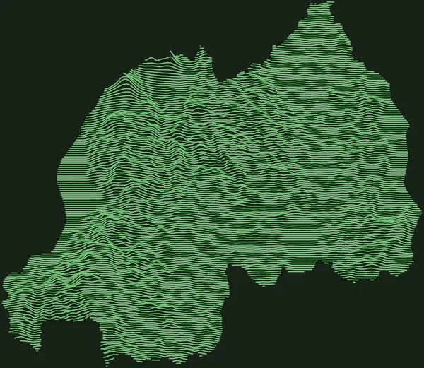 Topograficzna Wojskowa Mapa Radarowa Republiki Rwandy Szmaragdowo Zielonymi Konturami Ciemnozielonym — Wektor stockowy