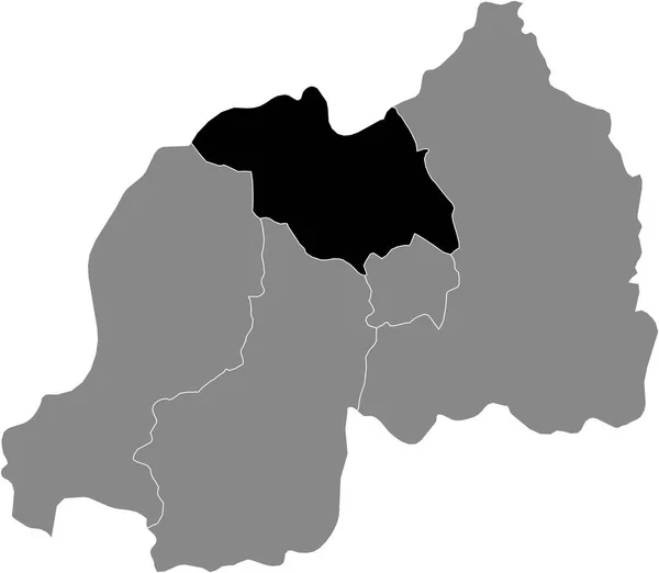 在卢旺达共和国灰色地图中突出显示的卢旺达北部省 Amajyaruguru 黑色位置图 — 图库矢量图片
