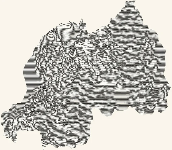 Lichte Topografische Kaart Van Republiek Rwanda Met Zwarte Contourlijnen Beige — Stockvector