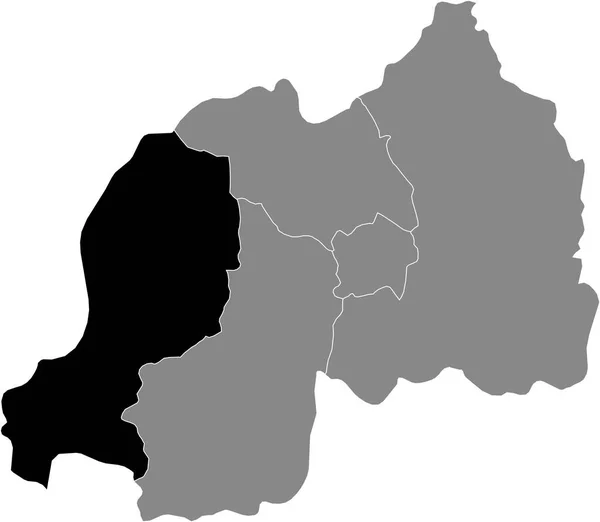 Zwarte Gemarkeerde Locatiekaart Van Rwandese Westelijke Provincie Iburengerazuba Grijze Kaart — Stockvector