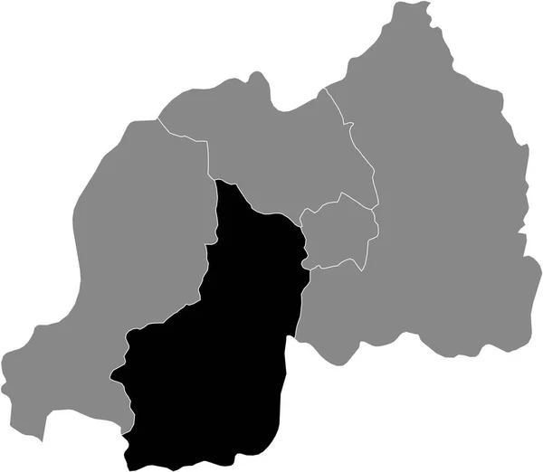 Preto Destaque Mapa Localização Província Sul Ruanda Amajyepfo Dentro Mapa —  Vetores de Stock